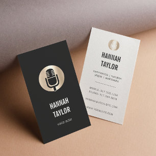 Gold Microphone Voice Actor verticaal Visitekaartje