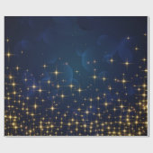 Gold Midnight Blue Sparkle-kerstfeestdag Cadeaupapier (Vlak)