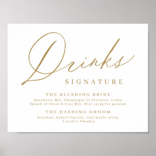Gold minimaal modern script drinken ondertekenen poster