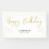 Gold Minimal Custom Happy Birthday-banner Spandoek (Horizontaal)