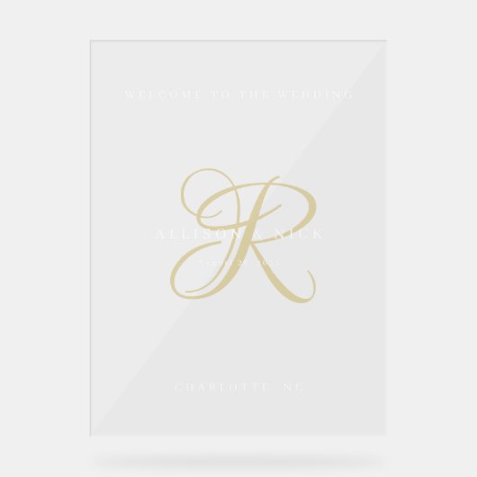 Gold Minimal Monogram Clear Wedding Entry (Recto)