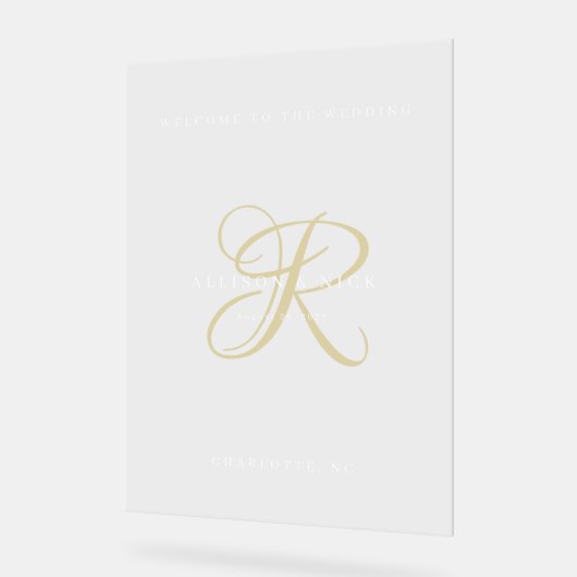 Gold Minimal Monogram Clear Wedding Entry (Angle)