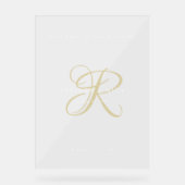 Gold Minimal Monogram Clear Wedding Entry Acryl Bord (Voorkant)