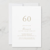 Gold Minimalist 60th Birthday Party Invitation (Devant)