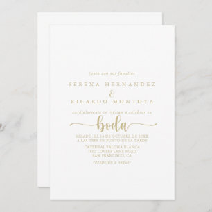 Gold Minimalist Calligraphy Spain Wedding   Kaart