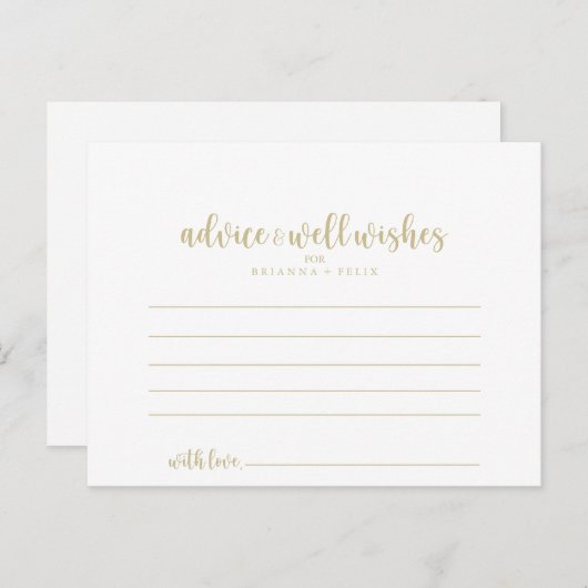 Gold Minimalist Calligraphy Weddenvice Card Briefkaart (Voorkant / Achterkant)