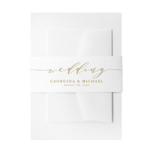 Gold Minimalist Dainty Script Weddenschap Uitnodigingen Wikkel