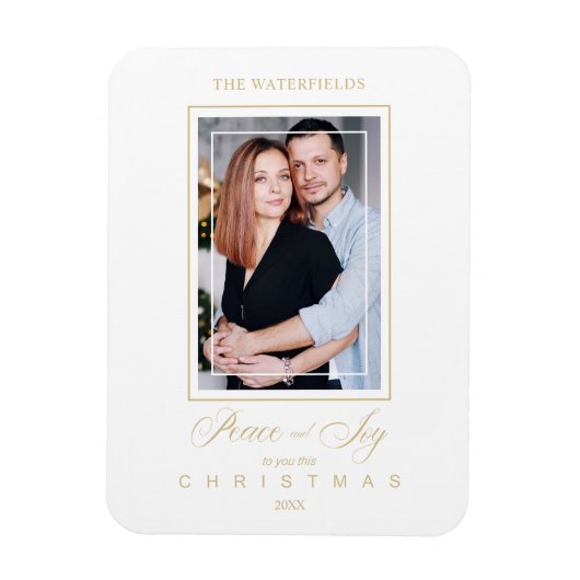 Gold Minimalist Moderne kerstfotoserie Magneet (Verticaal)