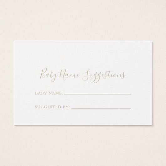 Gold Minimalist naam Baby Suggestion Kaart (Voorkant)