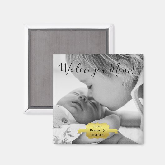 Gold Minimalist Photo Moederdag Magnet Magneet (Voorkant / Achterkant)