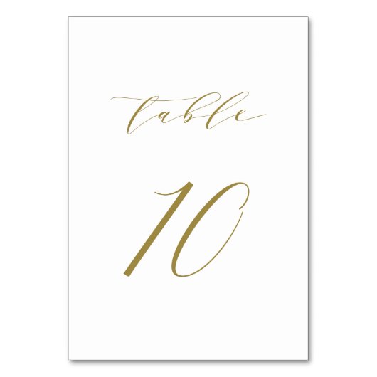 Gold Minimalist Script Wedding Table 10 Kaart (Voorkant)