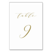 Gold Minimalist Script Wedding Table 9 Kaart (Achterkant)