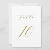 Gold Minimalist Script Wedding Table Number 10 Kaart (Voorkant)