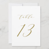 Gold Minimalist Script Wedding Table Number 13 Kaart (Voorkant)