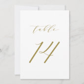 Gold Minimalist Script Wedding Table Number 14 Kaart (Voorkant)