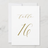 Gold Minimalist Script Wedding Table Number 16 Kaart (Achterkant)