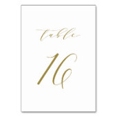 Gold Minimalist Script Wedding Table Number 16 Kaart (Voorkant)