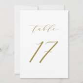 Gold Minimalist Script Wedding Table Number 17 Kaart (Achterkant)