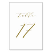 Gold Minimalist Script Wedding Table Number 17 Kaart (Achterkant)