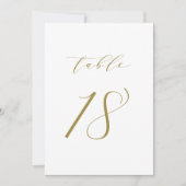 Gold Minimalist Script Wedding Table Number 18 Kaart (Voorkant)