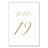 Gold Minimalist Script Wedding Table Number 19 Kaart (Voorkant)