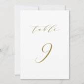 Gold Minimalist Script Wedding Table Number 9 Kaart (Voorkant)