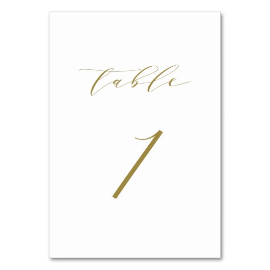 Gold Minimalist Script Weduwtabel 1 Kaart (Achterkant)