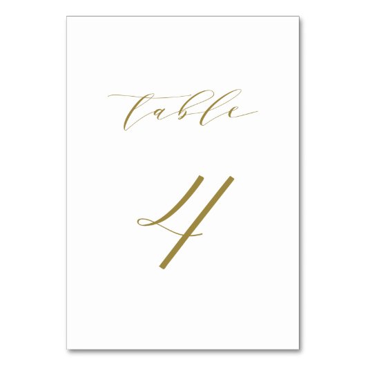 Gold Minimalist Script Weduwtabel 4 Kaart (Achterkant)