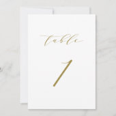 Gold Minimalist Script Weduwtable Number 1 Kaart (Voorkant)