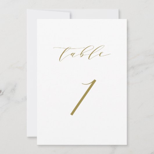 Gold Minimalist Script Weduwtable Number 1 Kaart (Voorkant)