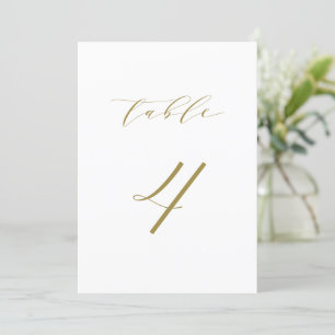 Gold Minimalist Script Weduwtable Number 4 Kaart