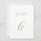 Gold Minimalist Script Weduwtable Number 6 Kaart (Voorkant)