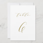 Gold Minimalist Script Weduwtable Number 6 Kaart (Achterkant)