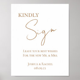 Gold Minimalist Wedding Sign-In Poster Print