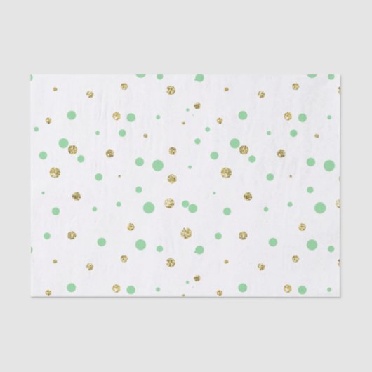 Gold Mint Faux Glitter Confetti Stippen Tissuepapier (Voorkant)