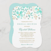 Gold Mint Floral Leaf Bruids Douche Uitnodiging (Voorkant / Achterkant)