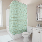 Gold Mint Geometric Triangles Boho Glam Minimum Douchegordijn (In situ)