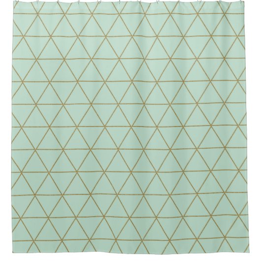 Gold Mint Geometric Triangles Boho Glam Minimum Douchegordijn (Voorkant)