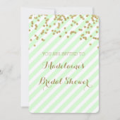 Gold Mint Green Stripes Invitations de douche nupt (Devant)