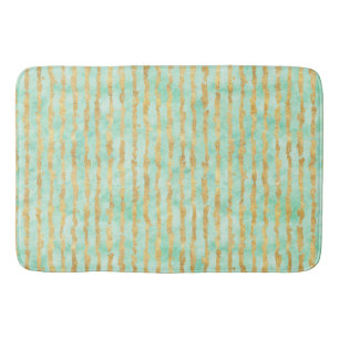 Gold Mint Waterverf Glitz Stripes Badmat