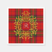 Gold Mistletoe Stewart Plaid Monogram Servetten (Voorkant)