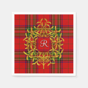 Gold Mistletoe Stewart Pset Monogram Servetten