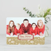 Gold Mittens Border Sjabloon kerstkaart (Staand voorkant)