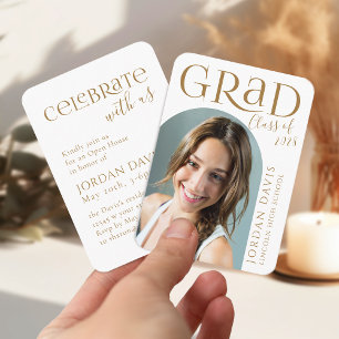Gold Modern Arch Faire-part de graduation photo