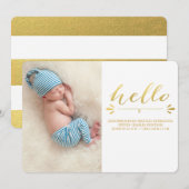 GOLD MODERN BIRTH ANNOUNCEMENT FOTOCARD AANKONDIGING (Voorkant / Achterkant)