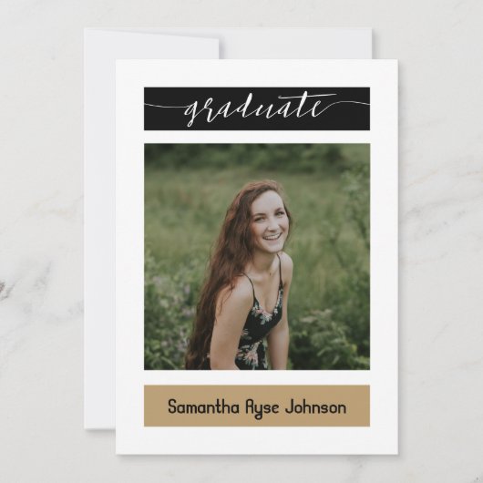 Gold Modern Block 3-Photo Afstuderen Kaart (Voorkant)