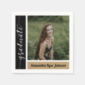 Gold Modern Block Photo Afstuderen Servet (Voorkant)