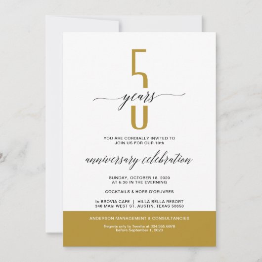 GOLD Modern Business Anniversaire Invitations de f (Devant)