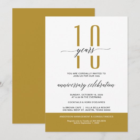 GOLD Modern Business Anniversaire Invitations de f (Devant / Derrière)