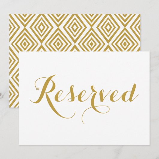 Gold Modern Calligraphy Reserved Wedding Sign Kaart (Voorkant / Achterkant)